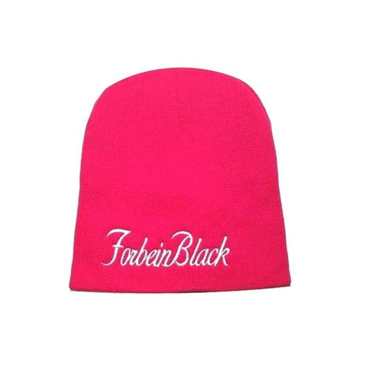 signature forbein black uncuffed-beanie-h. pink