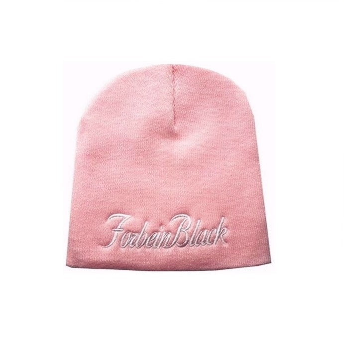 signature forbein black uncuffed-beanie-s. pink